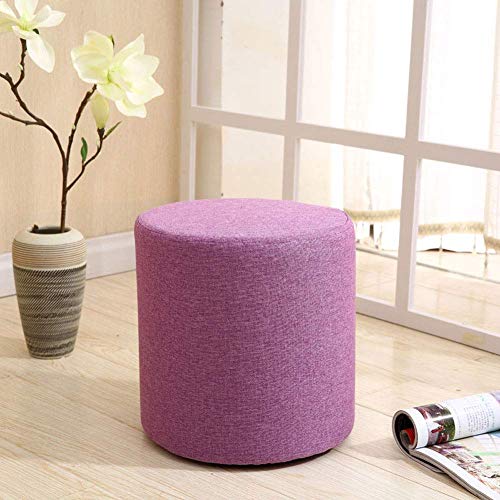 Fußhocker Ottomane Pouf Runder Stoff Sofa Hocker Rutschfest Verschleißfest Massivholz für Schlafzimmer Flur von Generisch
