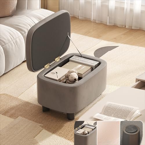 Fußhocker Pouf Ottomane mit Stauraum - Design, gepolsterter Sitz, stabile Holzbeine, für Wohnzimmer oder Schlafzimmer, perfekt zum Wechseln von Schuhen und zusätzlichen Sitzgelegenheiten von Generisch