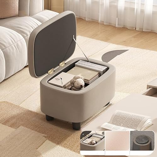 Fußhocker Pouf Ottomane mit Stauraum - Design, gepolsterter Sitz, stabile Holzbeine, für Wohnzimmer oder Schlafzimmer, perfekt zum Wechseln von Schuhen und zusätzlichen Sitzgelegenheiten von Generisch