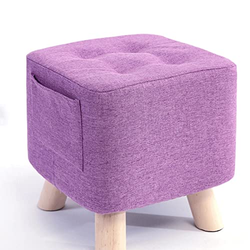 Fußhocker aus Leinen, klein, quadratisch, für Wohnzimmer und Schlafzimmer, stilvoller Schuhwechselhocker, 28 x 28 x 31 cm, perfekt für Komfort und Dekoration, Violett Fußhocker aus Leinen, klein, quadratisch, für Wohnzimmer und Schlafzimmer, stilvoller Schuhwechselhocker, 28 x 28 x 31 cm, perfekt für Komfort und Dekoration, Violett von Generisch