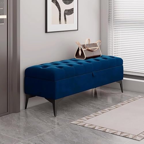 Fußhocker aus Samt, moderner gepolsterter Fußhocker mit Metallbeinen, für Schlafzimmer, Wohnzimmer, Eingangsbereich Fußhocker aus Samt, moderner gepolsterter Fußhocker mit Metallbeinen, für Schlafzimmer, Wohnzimmer, Eingangsbereich von Generisch