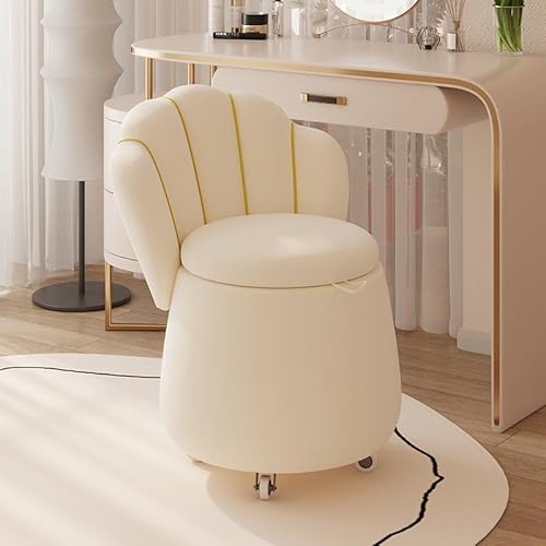 Fußhocker mit Stauraum, 60 cm hoher Samt, Schminktisch, Sitzpouf, Couchhocker, Luxus-Sitzstuhl mit hoher Rückenlehne für Schlafzimmer, Wohnzimmer, Schminktisch von Generisch