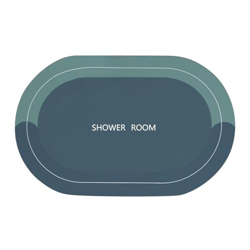 Fußmatte Badezimmermatte Badezimmerteppich Set Badteppich rutschfest Waschbar WC Vorleger Mit Ausschnitt Duschvorleger Schnelltrocknend Bad Teppiche Set Duschteppich Badematte Blau (B, One Size) von Generisch
