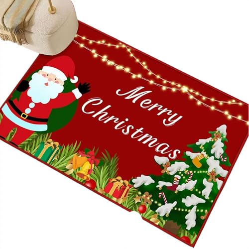 Fußmatte mit Baum-Muster, rutschfester Teppich für den Innenbereich, festliches Wunschdesign, leicht zu reinigende Boden-Haustür, Wohnzimmer, Badezimmer, langlebige Weihnachtsdekoration von Generisch