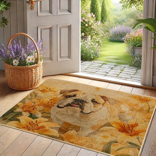 Fußmatte mit Blumenmuster für Frühling und Sommer, für drinnen und draußen, rutschfest, wasserdicht, staubabsorbierend, leicht zu reinigen, 73 x 43 cm von Generisch