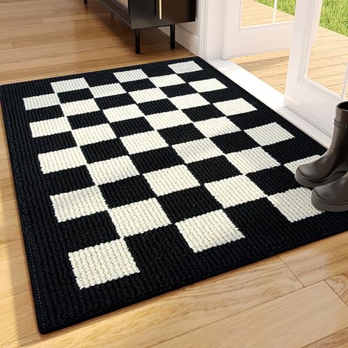 Fußmatten, Fußmatte, rutschfest, saugfähig, schmutzabweisend, für den Innenbereich, Schwarz und Weiß, für den Innenbereich, Bodenmatte für Zuhause, Garten, Garage Fußmatten, Fußmatte, rutschfest, saugfähig, schmutzabweisend, für den Innenbereich, Schwarz und Weiß, für den Innenbereich, Bodenmatte für Zuhause, Garten, Garage von Generisch