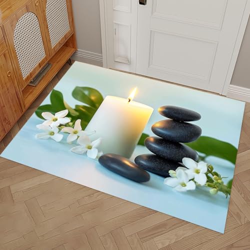 Fußmatten für den Innenbereich, saugfähige, rutschfeste Fußmatte für den Eingangsbereich, Gummi-Rückseite, flaches Design, Orchideen-Wirbelmuster Fußmatten für den Innenbereich, saugfähige, rutschfeste Fußmatte für den Eingangsbereich, Gummi-Rückseite, flaches Design, Orchideen-Wirbelmuster von Generisch