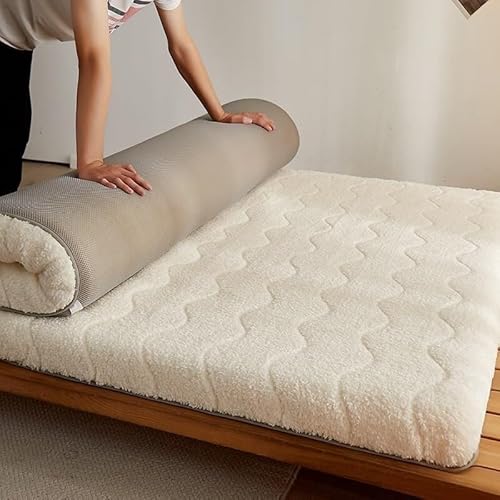 Futon-Matratze mit Lammwollpolsterung, faltbare & tragbare Tatami-Matte für Schlafzimmer, Zelt oder Gästezimmer, volle Größe von Generisch
