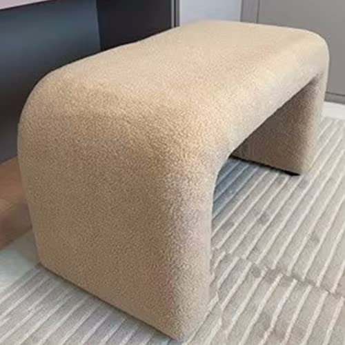 Fuzzy Lamb Kaschmir-Bank, modern, gepolstert, Bettbank, stilvoller rechteckiger Couchtisch und Fußstütze, Hocker für Eingang/Wohnzimmer (80 x 40 x 45 cm, Khaki) von Generisch
