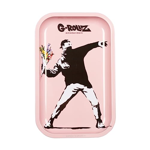 G-Rollz Medium Tra yRolling Tray Dreh-Tablett aus Metall Drehunterlage Mischschale (Flower Thrower Pink) von Generisch