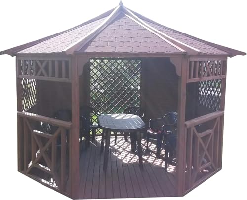 GARTENLAUBE HOLZPAVILLON mit Holzdach 3,5m x 3,5m von Generisch
