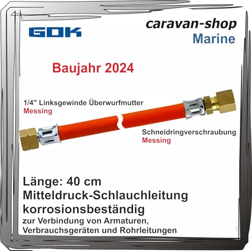 GOK Schlauchleitung für Marine Boot Schlauch 40 cm Gasschlauch Messing Regleranschluss von Generisch