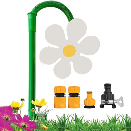 Gänseblümchen Sprinkler – 360 Grad Drehbarer Gartensprinkler | Interessantes 360° Drehbares Bewässerungssystem Mit Tanzenden Blumen | Gartenbewässerungssystem Für Terrasse Und Garten (Weiß) von Generisch