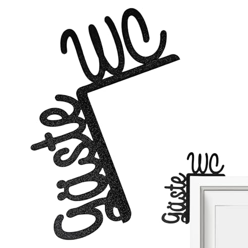 Gäste WC Türrahmenschild - Kein Kleben, Kein Bohren, Türschild, Toilettenschild, Aufkleber (Schwarz) von Generisch