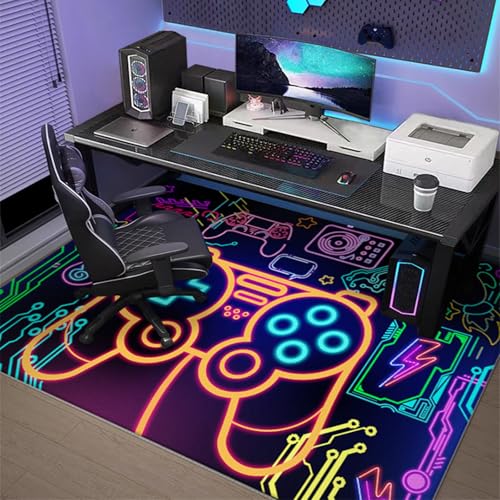 Gaming Bürostuhl Unterlage,Computerstuhl Teppiche Bodenschutzmatte für Hartböden(Style10,60x90cm) von Generisch