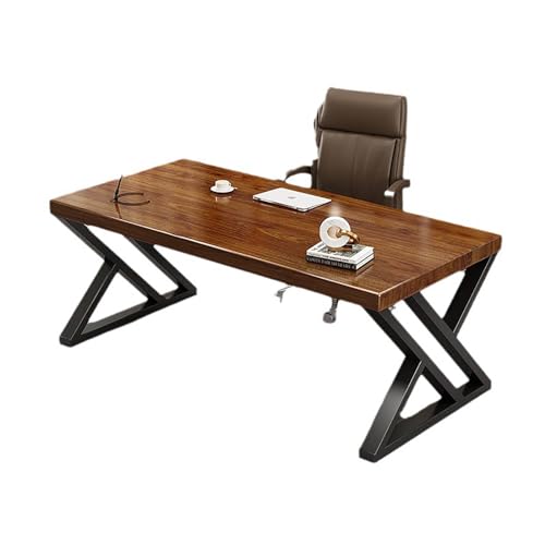 Gaming Schreibtisch Moderner Massivholz Computertisch mit Metallrahmen für Home Office (160 x 80 cm) von Generisch