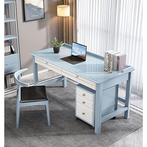 Gaming Schreibtisch aus Massivholz mit Schubladen, moderner Computer-Schreibarbeitsplatz für Home Office von Generisch