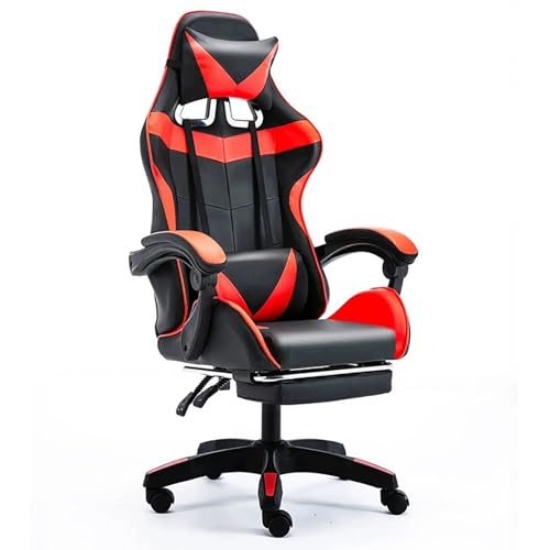 Gaming Stuhl mit Fußstütze Ergonomischer Computerstuhl mit Lendenwirbelstütze Höhenverstellbar 360° Drehbar Schreibtisch Bürostuhl von Generisch