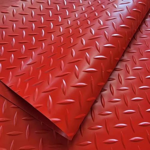 Garagenbodenmatte, 1,6 Mm Dicke PVC-Garagenbodenrolle Mit Riffelblechstruktur Für Unterstellplätze, Strapazierfähiger Garagenbodenschutz(Red(1.6mm),0.6x4m) von Generisch