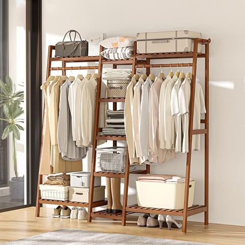 Garderobe Esel aus Bambus, multifunktional, offener Kleiderschrank für Kleidung, Schuhe, Taschen und Körbe, stilvolle Aufbewahrungslösung aus Holz für Schlafzimmer & Wohnzimmer (130 cm, 160 cm, 190 cm Garderobe Esel aus Bambus, multifunktional, offener Kleiderschrank für Kleidung, Schuhe, Taschen und Körbe, stilvolle Aufbewahrungslösung aus Holz für Schlafzimmer & Wohnzimmer (130 cm, 160 cm, 190 cm von Generisch