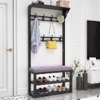 Garderobenleiste 3 in 1 Garderobenleiste mit Schuhbank, Flurgarderobe mit Bank und Doppelhaken, Top Plate Design Aufbewahrung und Staubdicht, für die Familie Schlafzimmer Wohnzimmer Flur Garderobenleiste 3 in 1 Garderobenleiste mit Schuhbank, Flurgarderobe mit Bank und Doppelhaken, Top Plate Design Aufbewahrung und Staubdicht, für die Familie Schlafzimmer Wohnzimmer Flur von Generisch
