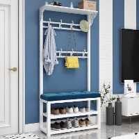 Garderobenleiste 3 in 1 Garderobenleiste mit Schuhbank, Flurgarderobe mit Bank und Doppelhaken, Top Plate Design Aufbewahrung und Staubdicht, ​für die Familie Schlafzimmer Wohnzimmer Flur von Generisch