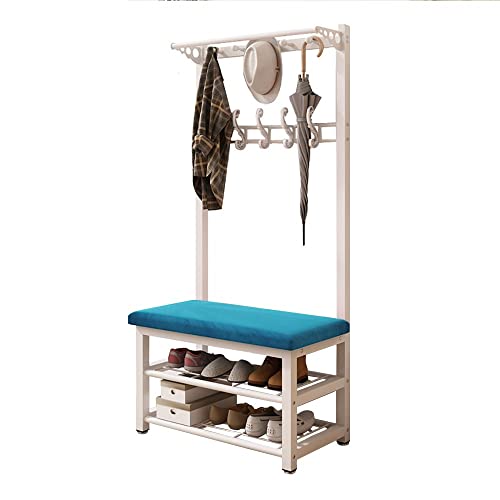 Garderobenleiste Flur Baum Schuhbank mit Stauraum – Metallrahmen Eingang Organizer Regal mit 10 Haken, 3-in-1 multifunktionales Design von Generisch