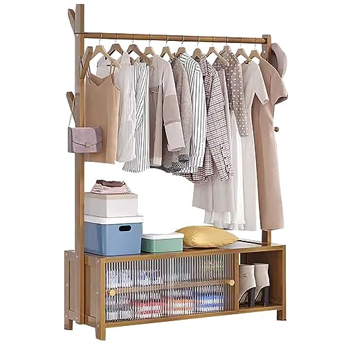 Garderobenleiste aus Holz mit Schuhaufbewahrung und Ablage, einfach zu montieren, 100 kg Tragkraft, perfekt für Flur, Badezimmer, Schlafzimmer, 60 cm/80 cm Optionen von Generisch