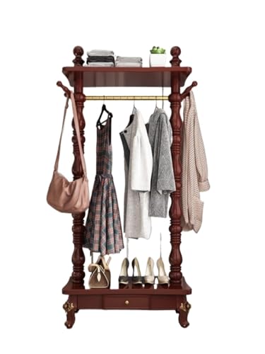 Garderobenleiste aus Massivholz im europäischen Stil, freistehend, vertikaler Flurbaum für Zuhause, kleine Größe (weiß und rotbraun), perfekt für Eingangsbereich und Schlafzimmer von Generisch