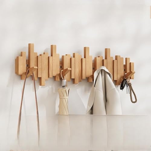 Garderobenleiste aus Naturholz, Wandmontage, aufklappbare Haken, handgefertigt aus Walnuss- und Buchenholz, Eingangs-Wandkunst-Organizer, langlebiges und stilvolles Design für den Eingangsbereich Garderobenleiste aus Naturholz, Wandmontage, aufklappbare Haken, handgefertigt aus Walnuss- und Buchenholz, Eingangs-Wandkunst-Organizer, langlebiges und stilvolles Design für den Eingangsbereich von Generisch