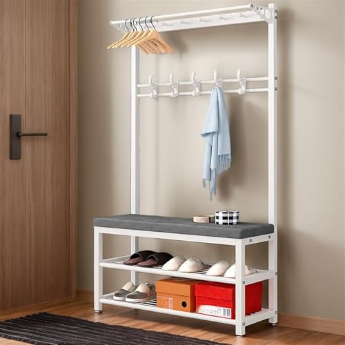 Garderobenleiste im Vintage-Stil, mit Schuhaufbewahrung, platzsparendes Design für Eingangsbereich und Schlafzimmer, Metallstruktur, 32,8 cm T x 80 cm B x 172 cm H, stilvoller Organizer für Zuhause von Generisch
