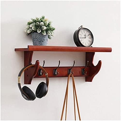 Garderobenleiste mit Ablage – Rustikaler Wand-Organizer mit Metallhaken – Stilvoller Kleiderbügel und Aufbewahrungslösung – 69,5 x 22 cm von Generisch