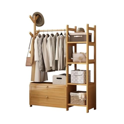 Garderobenleiste mit Schublade, bodenstehend, Hutaufhänger für Schlafzimmer, offener Kleiderschrank, Originalfarbe, Größe M von Generisch