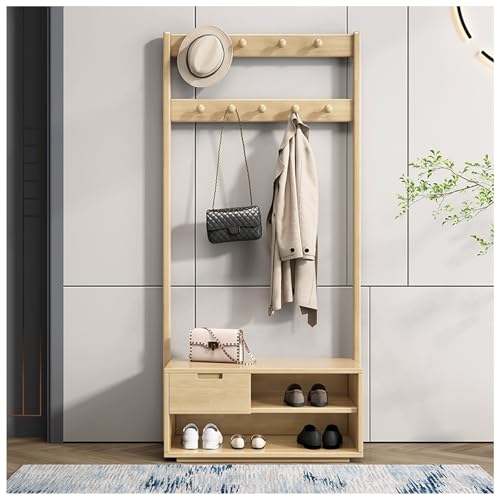 Garderobenleiste mit Schuhaufbewahrung, freistehend, 2 Etagen, Bank mit Haken für Flur, 60 x 38 cm, stilvoller Organizer für Heimdekoration Garderobenleiste mit Schuhaufbewahrung, freistehend, 2 Etagen, Bank mit Haken für Flur, 60 x 38 cm, stilvoller Organizer für Heimdekoration von Generisch