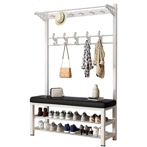 Garderobenleiste und Schuhbank, 4-in-1-Möbel mit 8 Haken und 2-stöckigem Schuhständer, Flurnizer für Eingangsbereich Garderobenleiste und Schuhbank, 4-in-1-Möbel mit 8 Haken und 2-stöckigem Schuhständer, Flurnizer für Eingangsbereich von Generisch