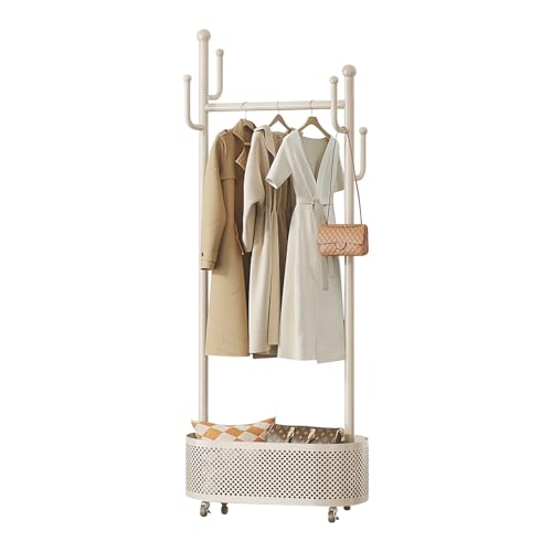 Garderobenständer, Jacken-Hutständer mit Korb, multifunktionales Design, 360°-Stabilität, ideal für Schlafzimmer, Wohnzimmer und Veranda Garderobenständer, Jacken-Hutständer mit Korb, multifunktionales Design, 360°-Stabilität, ideal für Schlafzimmer, Wohnzimmer und Veranda von Generisch