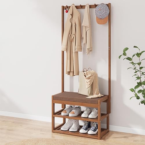Garderobenständer Standgarderobe 3 in 1 Metall Flur Baum Modern Garderobenbaum Haushalt Einfache Garderobenleiste Bank mit Schuhaufbewahrung Regal und 9 Haken Kleiderbügel Garderobenständer Standgarderobe 3 in 1 Metall Flur Baum Modern Garderobenbaum Haushalt Einfache Garderobenleiste Bank mit Schuhaufbewahrung Regal und 9 Haken Kleiderbügel von Generisch