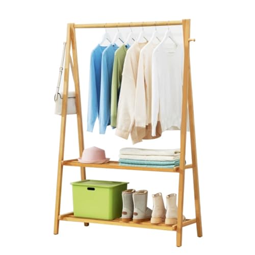 Garderobenständer aus Holz, tragbare Kleiderstange zum Aufhängen von Kleidung, platzsparender Kleiderständer für Flur und Schlafzimmer Garderobenständer aus Holz, tragbare Kleiderstange zum Aufhängen von Kleidung, platzsparender Kleiderständer für Flur und Schlafzimmer von Generisch