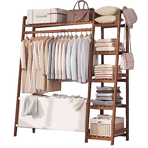 Garderobenständer aus Holz mit Haken und Schuhregal, stabil, freistehend, Aufbewahrungsnizer für Schlafzimmer, Büro und Flur, maximale Belastung 100 kg, erhältlich in 80 cm, 110 cm und 130 cm Höhen von Generisch