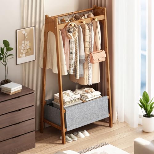 Garderobenständer aus natürlichem Bambus, modern, bodenstehend, mit Haken, Aufbewahrungskorb, Regal für Eingangsbereich, Flur, Schlafzimmer und Badezimmer Garderobenständer aus natürlichem Bambus, modern, bodenstehend, mit Haken, Aufbewahrungskorb, Regal für Eingangsbereich, Flur, Schlafzimmer und Badezimmer von Generisch