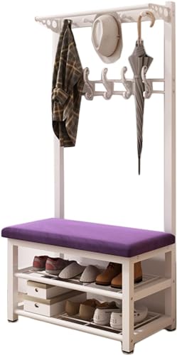 Garderobenständer mit Schuhbank, platzsparendes Design für Schlafzimmer, Wohnzimmer, Korridor, ideal zum Organisieren von Schuhen und Mänteln, 60 x 50 x 172 cm von Generisch