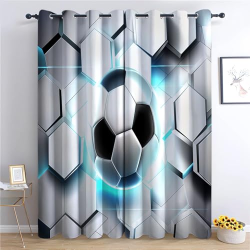 Verdunklungsvorhänge Geometrischer Cartoon Football B140 x H245cm Blickdichte Vorhang 2er Set Thermovorhang, Kälteschutz Gardinen mit Ösen für Schlafzimmer Wohnzimmer Kinderzimmer Verdunklungsvorhänge Geometrischer Cartoon Football B140 x H245cm Blickdichte Vorhang 2er Set Thermovorhang, Kälteschutz Gardinen mit Ösen für Schlafzimmer Wohnzimmer Kinderzimmer von Generisch