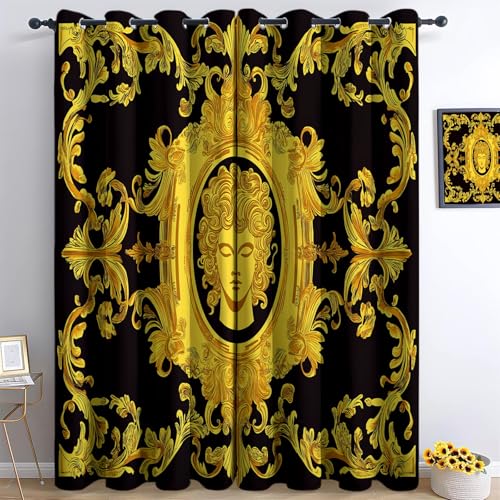 Gardinen Schlafzimmer 215 x 110 cm Thermovorhang Verdunkelungsvorhang Schwarz Modern Polyester Vorhänge 3D Symmetrisches Design Rand Medusa Blickdicht Ösenvorhang 2Er Set Gardinen Schlafzimmer 215 x 110 cm Thermovorhang Verdunkelungsvorhang Schwarz Modern Polyester Vorhänge 3D Symmetrisches Design Rand Medusa Blickdicht Ösenvorhang 2Er Set von Generisch