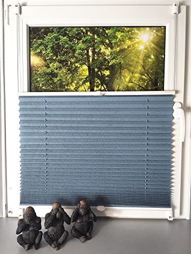 Gardinen Senay Klemmfix-Plissee verspannt mit Klemmträger, Crush-Optik, blickdichte Transparenz, Breite: 40 bis 120 cm / Länge: 130 cm und 210 cm, Farbe: Pastellblau (120 x 130) von Generisch