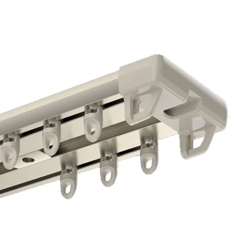 Gardinenschiene Doppelschiene, 200cm 150cm Aluminium Vorhangschienensystem Für Wohnzimmer, Duschvorhang Schiene Mit Rollen(Gold,290cm/9.5ft) von Generisch