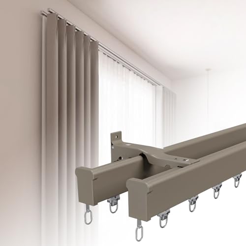 Gardinenschienensystem, Doppelläufige Gardinenstange 1.0 m-8.0 m, Wandmontage, Verdunkelungsvorhang, Gleitschiene für Fenster und Türen Gardinenschienensystem, Doppelläufige Gardinenstange 1.0 m-8.0 m, Wandmontage, Verdunkelungsvorhang, Gleitschiene für Fenster und Türen von Generisch