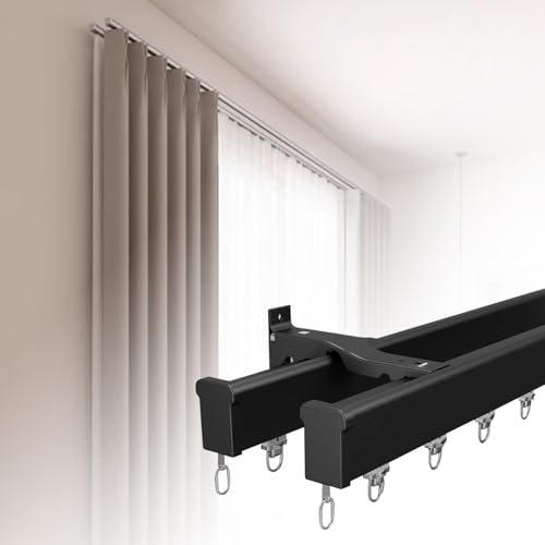 Gardinenschienensystem, Doppelläufige Gardinenstange 1.0 m-8.0 m, Wandmontage, Verdunkelungsvorhang, Gleitschiene für Fenster und Türen Gardinenschienensystem, Doppelläufige Gardinenstange 1.0 m-8.0 m, Wandmontage, Verdunkelungsvorhang, Gleitschiene für Fenster und Türen von Generisch