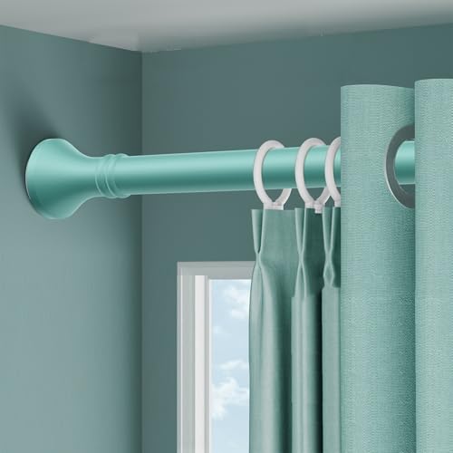 Gardinenstange Ohne Bohren Lang Gardinenstange Extra 40-500cm Länge Duschstange Edelstahl Klemmstange Ausziehbar für Badezimmer, Schrank, Schlafzimmer und Balkon(Grün,50-75cm) von Generisch