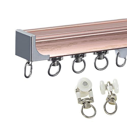 Gardinenstange mit Doppelschiene, robuste Aluminium-Deckenschiene, Wandhalterung oder Deckenhalterung für Raumteiler, einfache Installation, 5 Farben erhältlich, Violett von Generisch