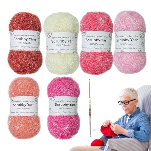 Garn für Scrubbies - Häkelschüsselklappe, Peeling Garn Pack | Robustes Webpolyesterfaden für Geschirrtücher Waschlappen Reinigungskissen Schwämme dly Basteln Stricke Utility -Projekte von Generisch